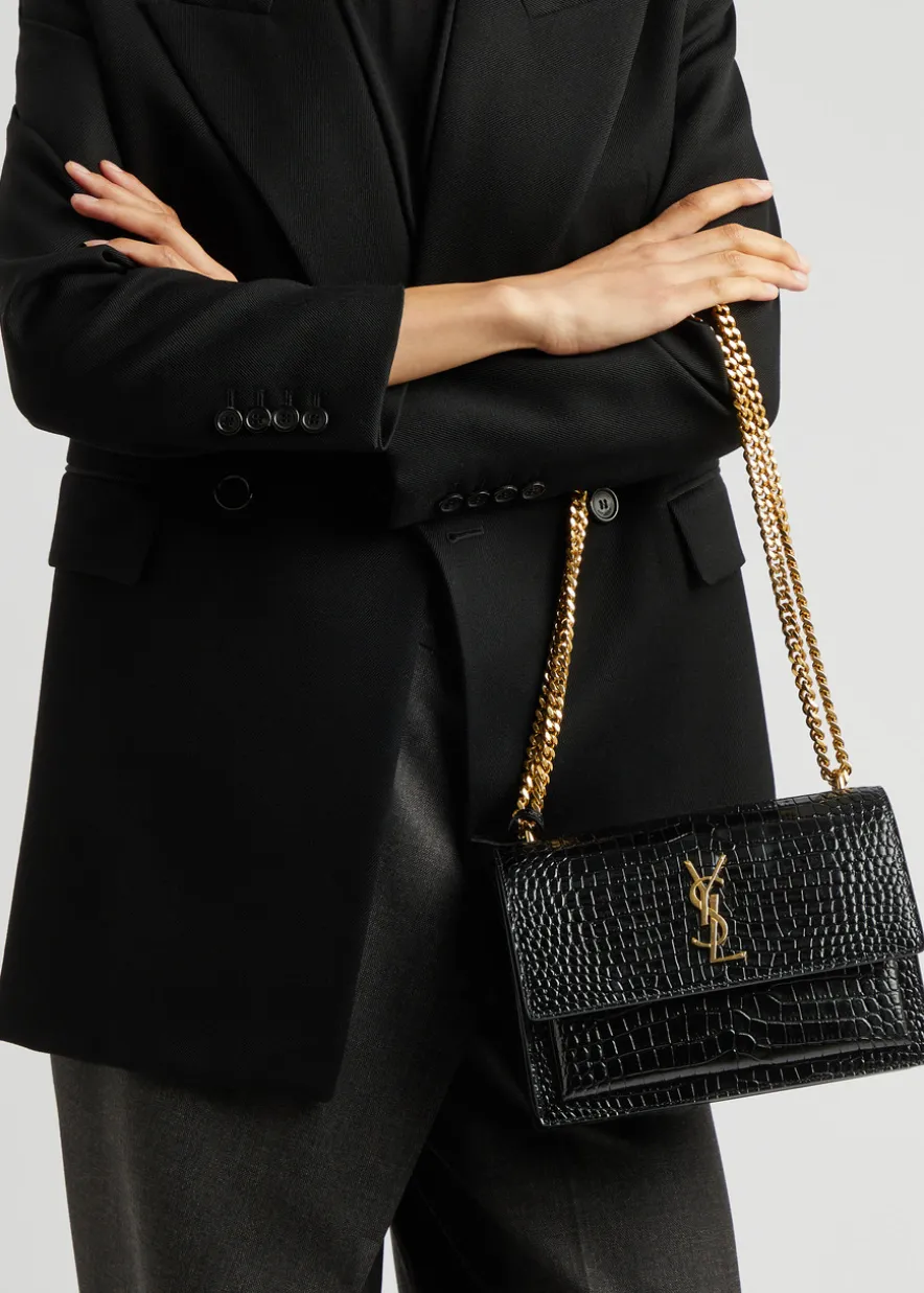 Sunset crocodile-effect shoulder bag
