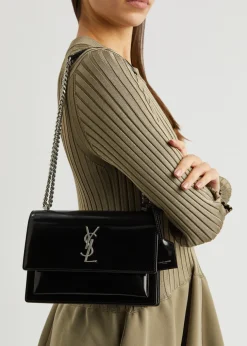 Sunset medium patent leather shoulder bag