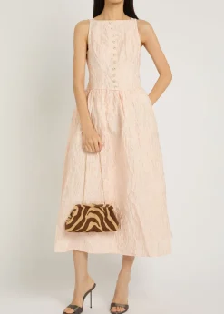 Sun Soaked floral-jacquard cloqué midi dress