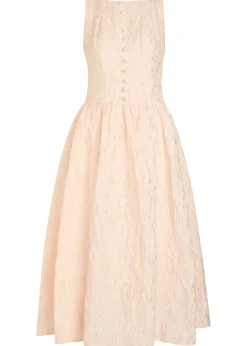Sun Soaked floral-jacquard cloqué midi dress