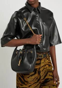 Supple logo leather bucket bag