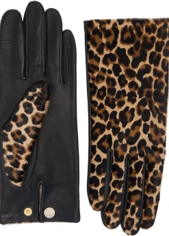Susan leopard-print leather and calf hair gloves