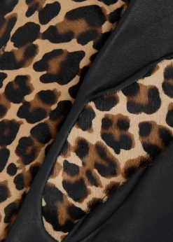 Susan leopard-print leather and calf hair gloves
