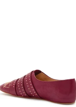 Susan stud-embellished grained leather flats