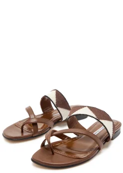 Susastra 10 cross-over wool and leather sandals
