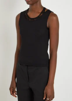 Swim layered-effect cotton-blend tank
