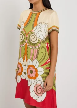 Swing printed silk mini dress