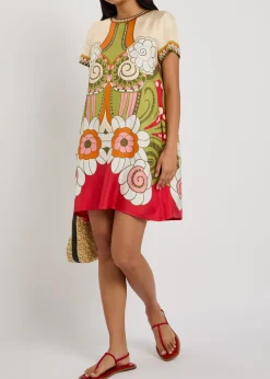 Swing printed silk mini dress