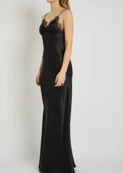 Sylas lace-trim silk maxi slip dress