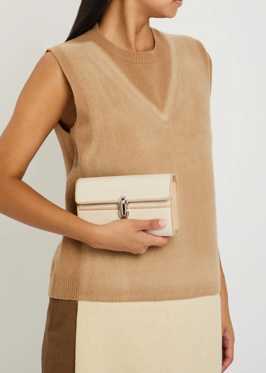 Symmetry canvas and leather mini bag