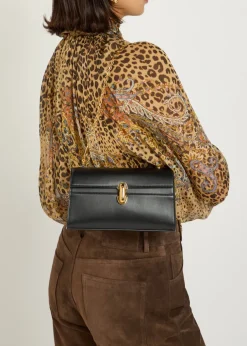 Symmetry chain leather pochette
