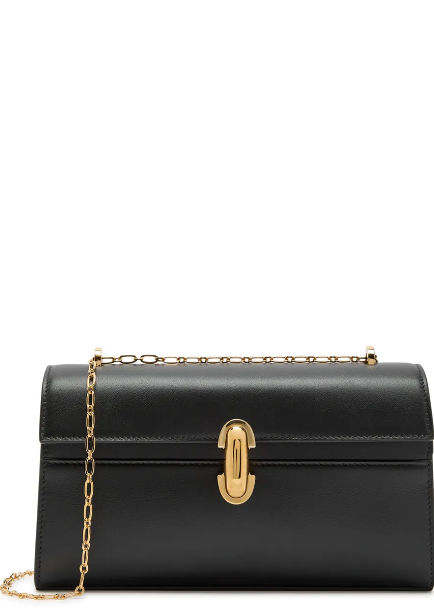 Symmetry chain leather pochette