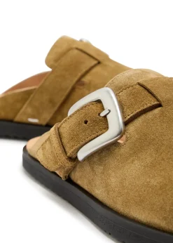 Tabi buckle suede mules