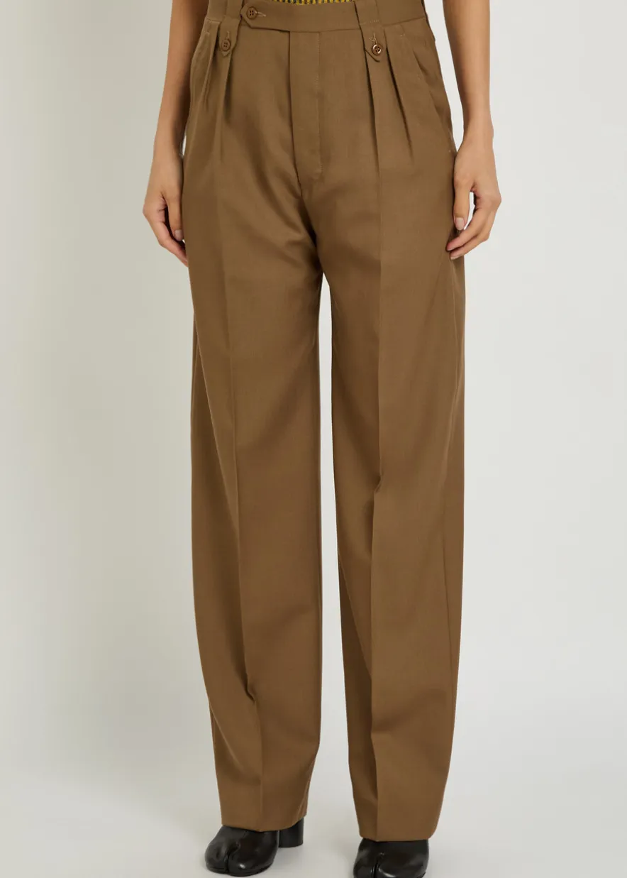 Tailored straight-leg wool trousers