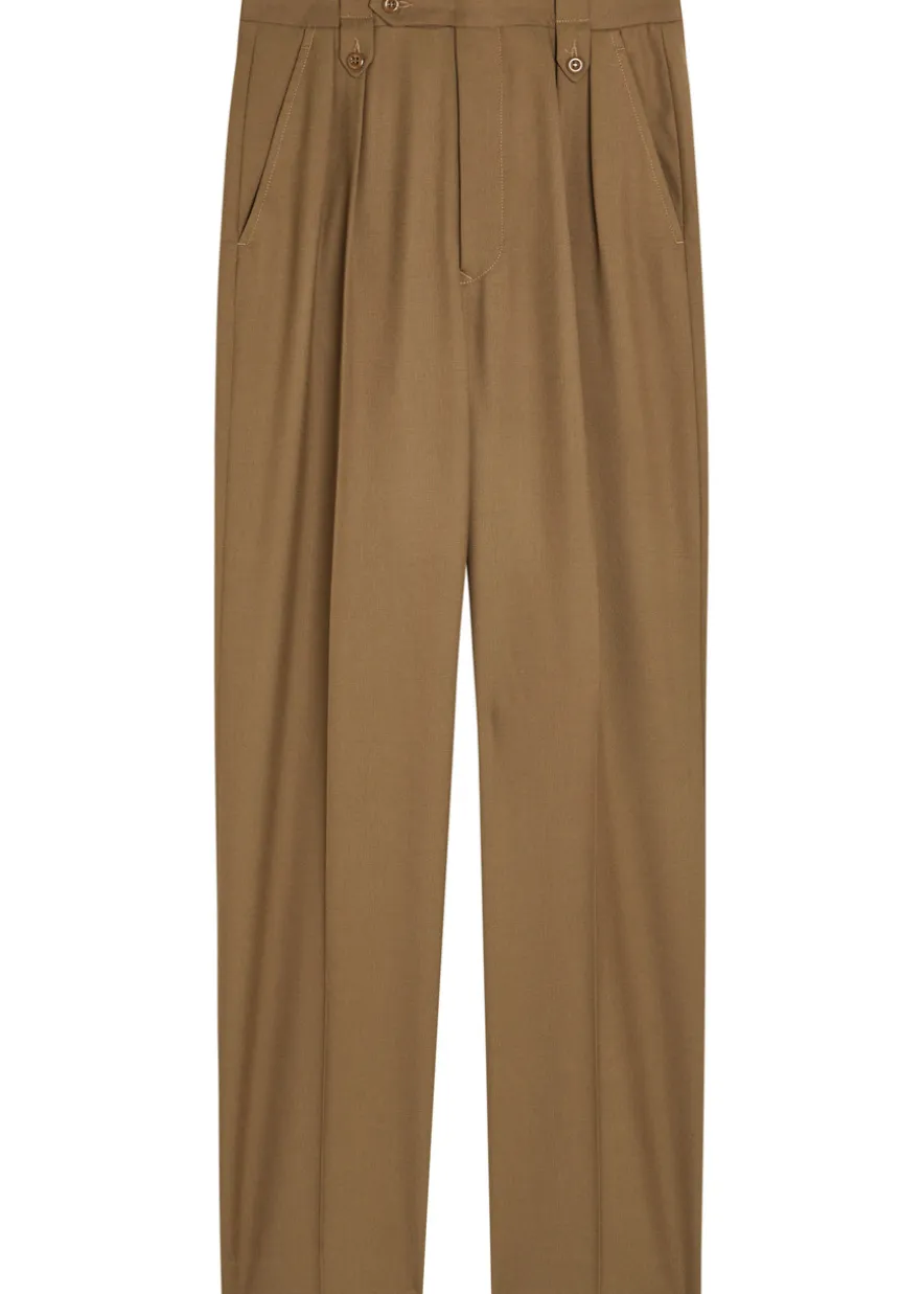 Tailored straight-leg wool trousers