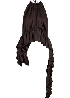 Tamara pleated asymmetric satin top