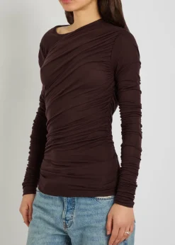 Tania ruched stretch-jersey top