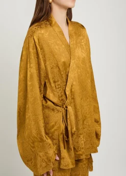 Tao textured jacquard satin wrap shirt