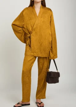 Tao textured jacquard satin wrap shirt