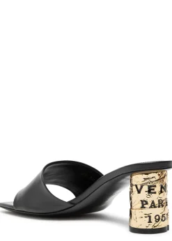 Tape-effect leather mules