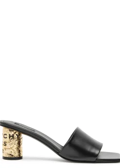 Tape-effect leather mules