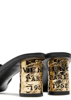 Tape-effect leather mules