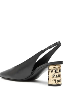 Tape-effect slingback leather pumps