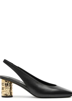 Tape-effect slingback leather pumps
