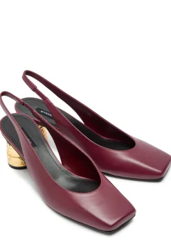 Tape-effect slingback leather pumps