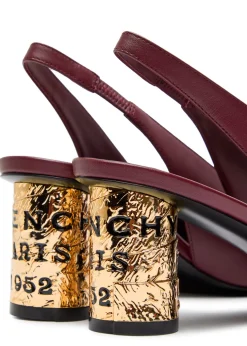 Tape-effect slingback leather pumps