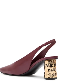 Tape-effect slingback leather pumps