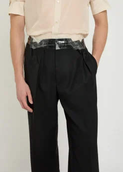 Tape-effect straight-leg wool trousers