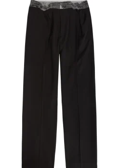 Tape-effect straight-leg wool trousers