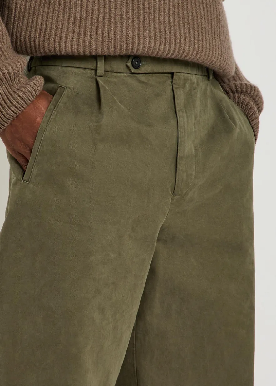 Tapered cotton-twill trousers