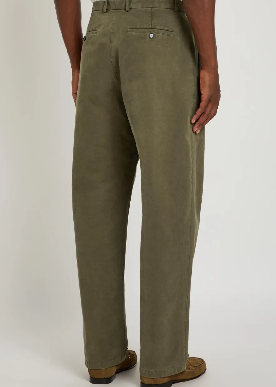 Tapered cotton-twill trousers