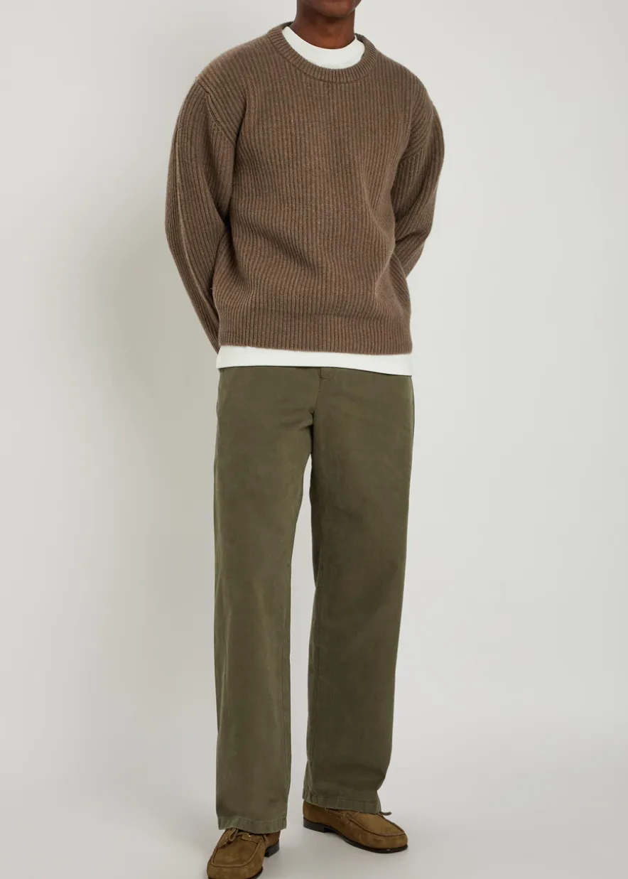 Tapered cotton-twill trousers