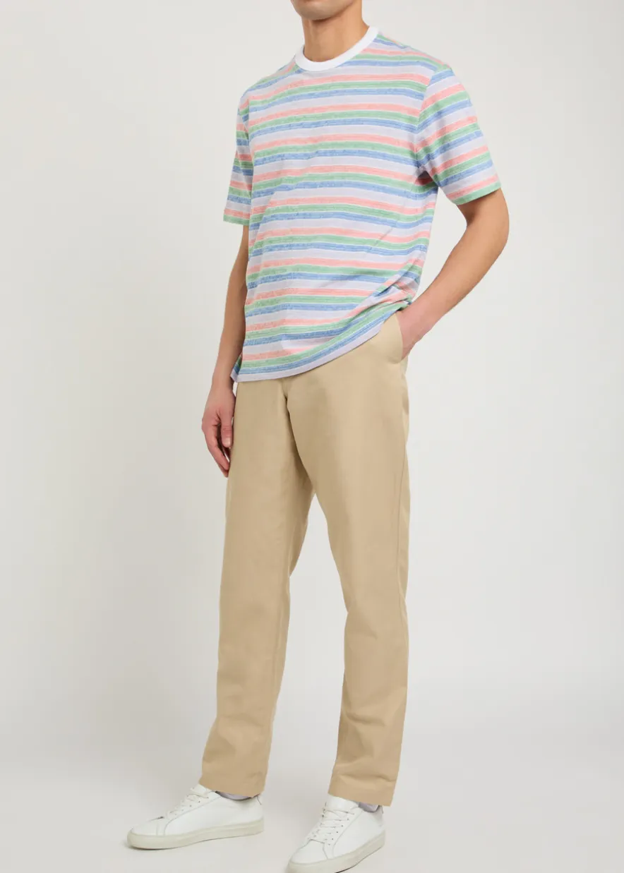 Tapered-leg cotton and linen-blend trousers