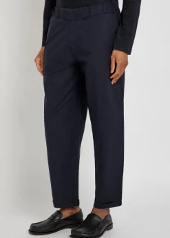 Tapered-leg cotton poplin trousers
