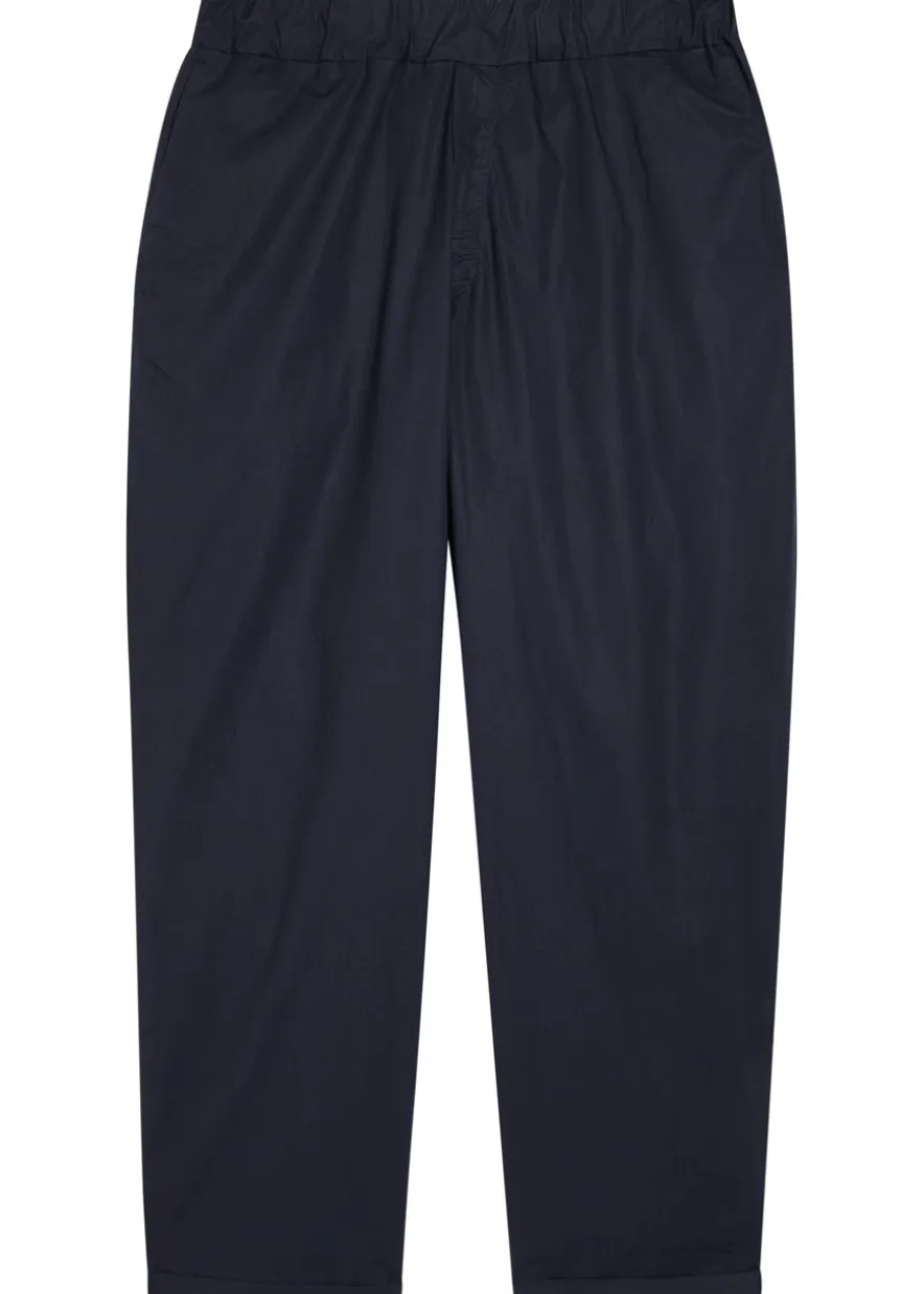 Tapered-leg cotton poplin trousers