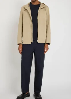 Tapered-leg cotton poplin trousers