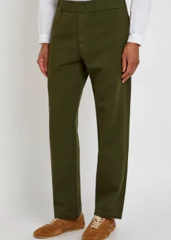Tapered-leg cotton trousers