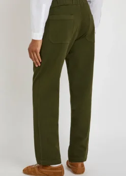 Tapered-leg cotton trousers