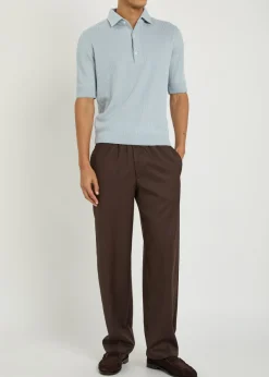 Tapered-leg cotton trousers