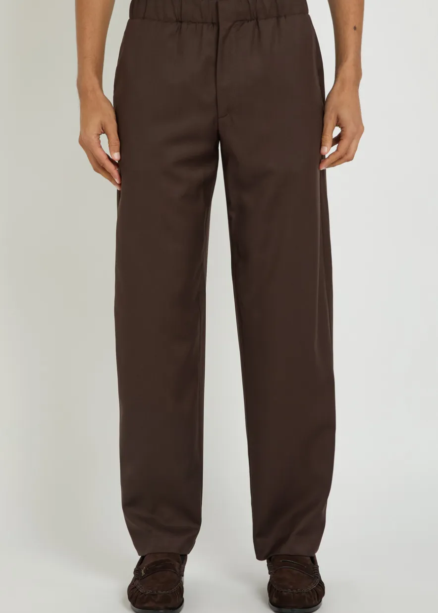 Tapered-leg cotton trousers