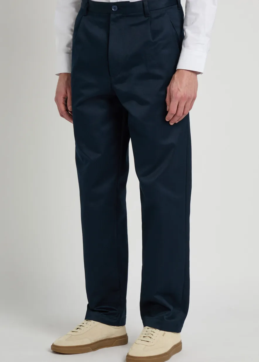 Tapered-leg cotton trousers