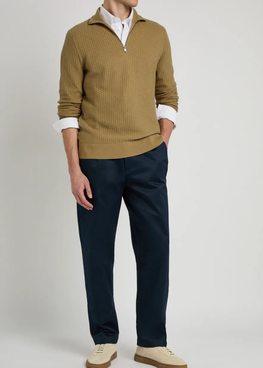 Tapered-leg cotton trousers
