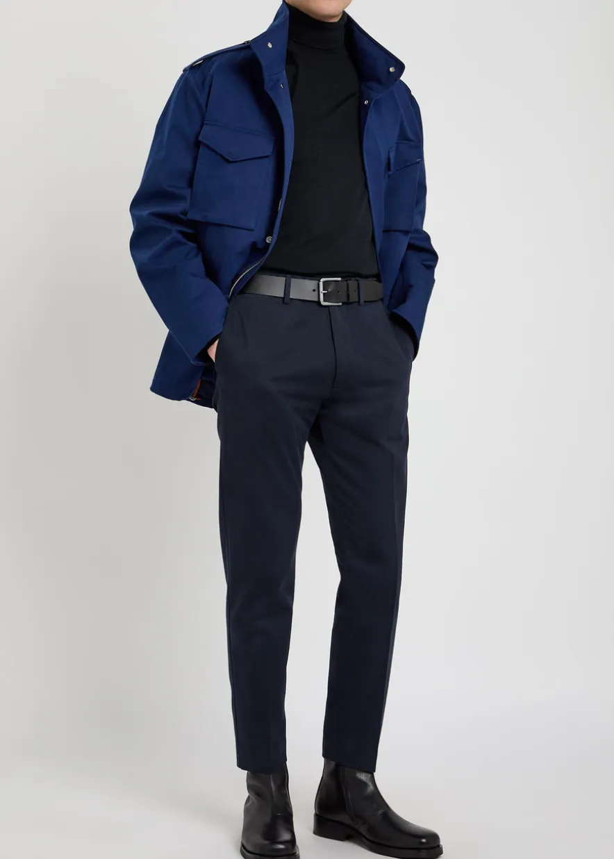 Tapered-leg cotton trousers