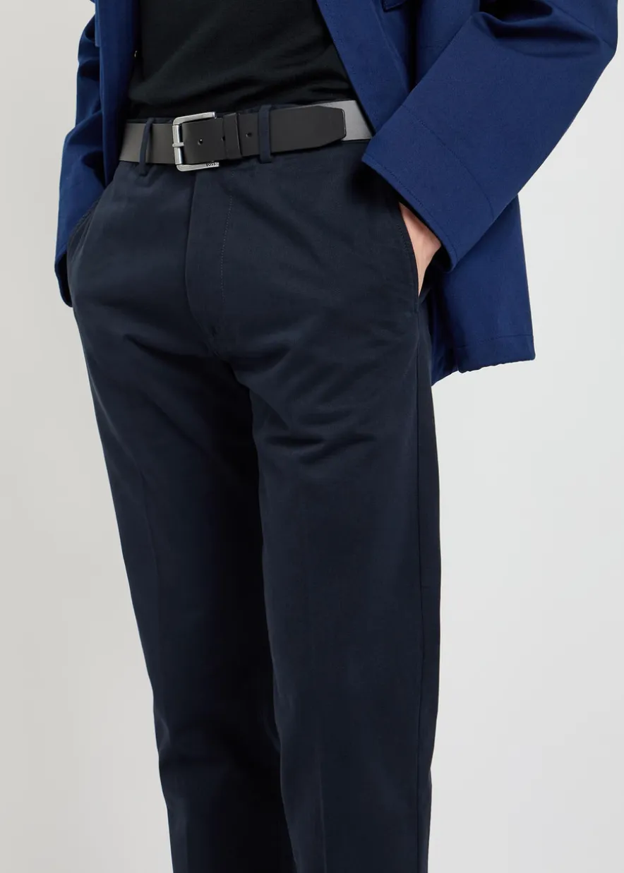 Tapered-leg cotton trousers
