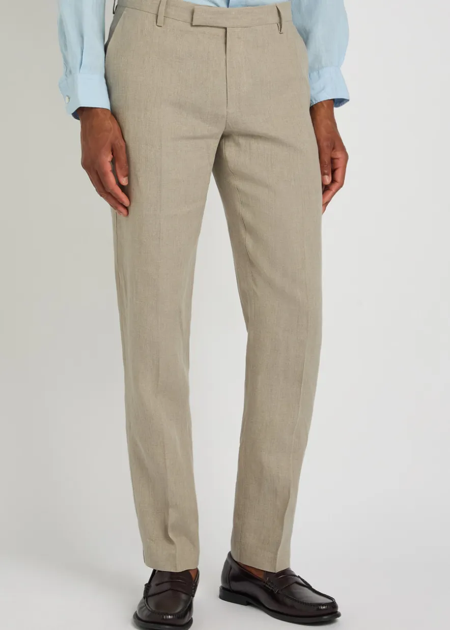 Tapered-leg linen trousers