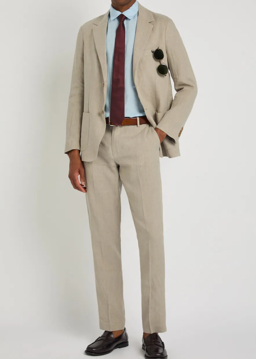 Tapered-leg linen trousers